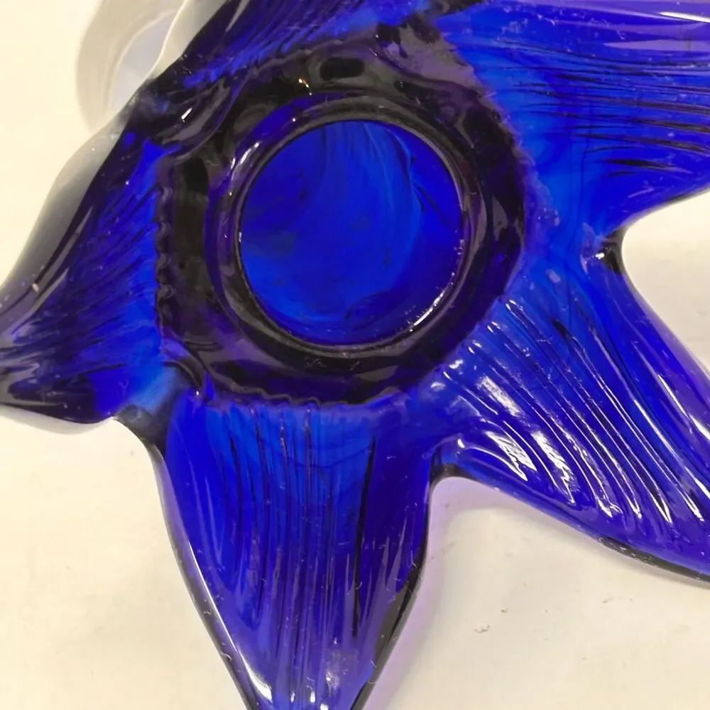 Vintage Cobalt Blue Glass Hanging Wall Pocket Bud Vase Jack in Pulpit Flared Rim